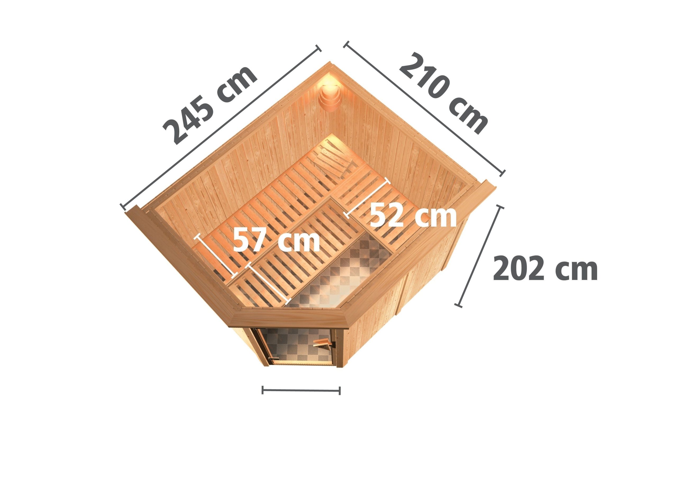 Karibu Sauna Malin-9 kW Ofen int.Steuerung-Inkl.Dachkranz