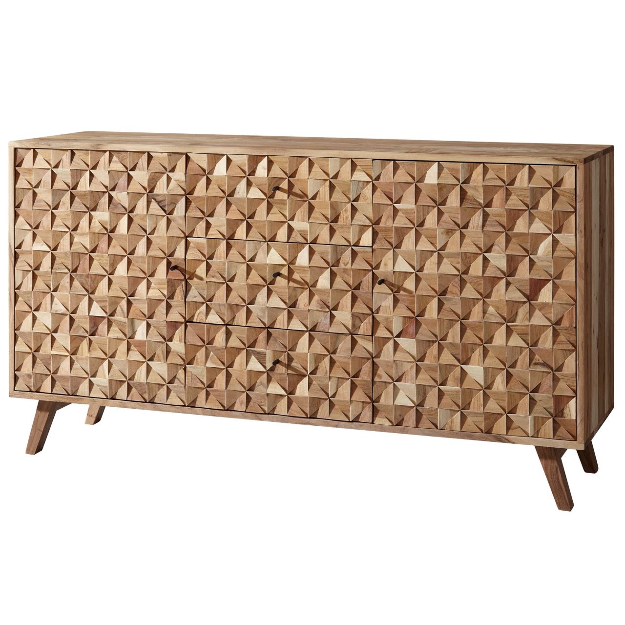 Sideboard REWA 140x78,5x40 cm Anrichte Massivholz Akazie Schrank Braun, Landhaus-Stil Kommode mit 3 Schubladen & 2 Türen, Flurschrank Echtholz, Schubladenkommode Massiv, Flurkommode Sideboard REWA 140x78,5x40 cm Anrichte Massivholz Akazie Schrank Braun, Landhaus-Stil Kommode mit 3 Schubladen & 2 Türen, Flurschrank Echtholz, Schubladenkommode Massiv, Flurkommode