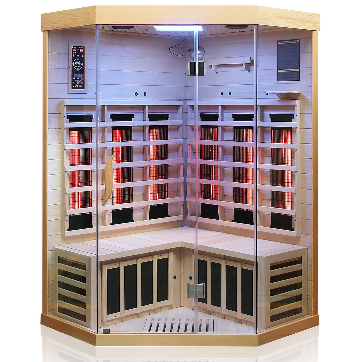 Dewello Infrarotkabine Infrarotsauna BRANDON 120cm x 120cm inkl. Vollspektrumstrahler, Bodenstrahler
