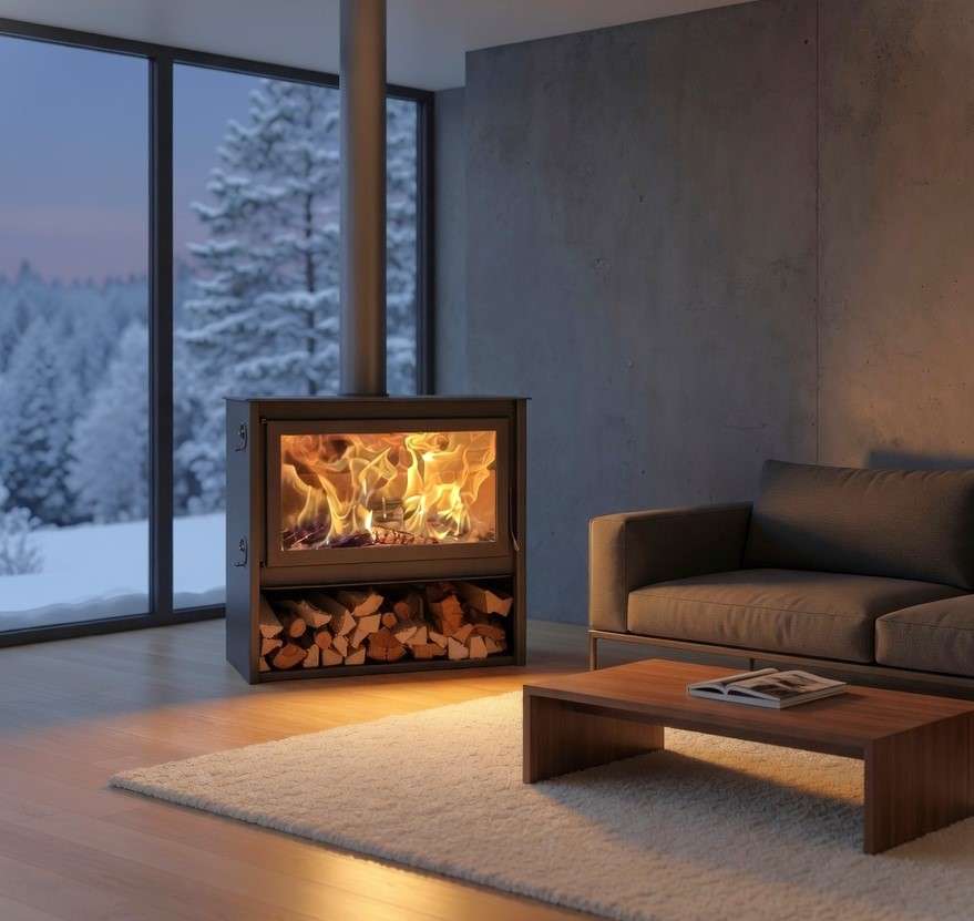 Vexta 900 Holzofen / 80 Cm Holzscheite / Hoher Wirkungsgrad 85 % / Dreifachverbrennung / Panoramaglas / Heizvolumen 350 M³