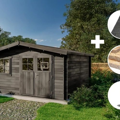 Eco Set - Gartenhaus Valeria-28 - Grau Gartenhaus Aus Holz In Grau, Holzhaus Mit 28 Mm Wandstärke Blockbohlenhaus - Alpholz Eco Set - Gartenhaus Valeria-28 - Grau Gartenhaus Aus Holz In Grau, Holzhaus Mit 28 Mm Wandstärke Blockbohlenhaus - Alpholz