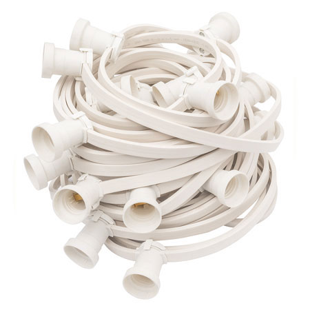 ILLU Lichterkette weiß - 100 Meter Installations-Rohware - E27 Fassungen alle 50cm ILLU Lichterkette weiß - 100 Meter Installations-Rohware - E27 Fassungen alle 50cm
