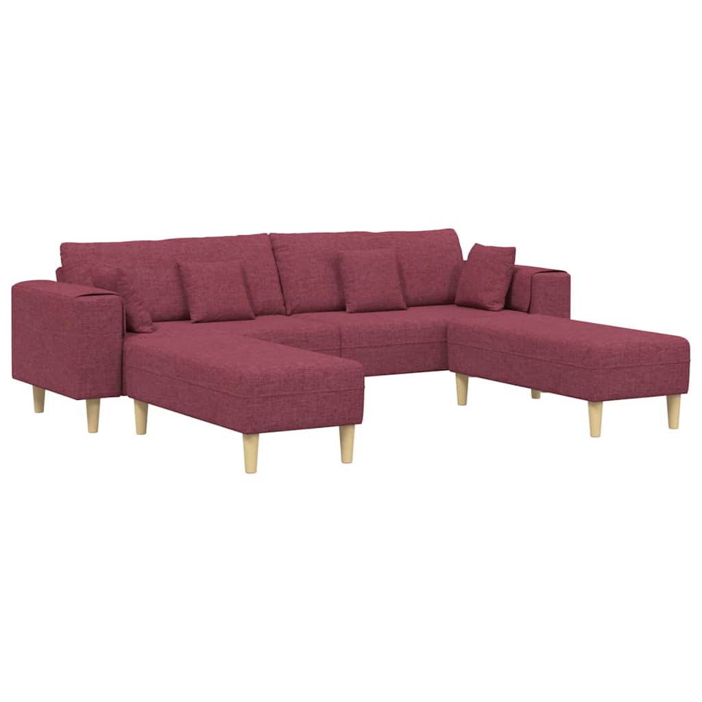 Stoffsofa Mit Kissen Weinrot 208 Cm Stoff Vidaxl