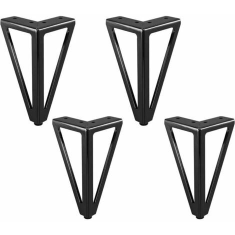 Gabrielle - 4 Stück Schwarze 15 Cm Lange Ersatz-möbelbeine Aus Metall Für Möbel, Schränke, Sofas Und Andere Möbelbeine. (15 Cm, Schwarz)