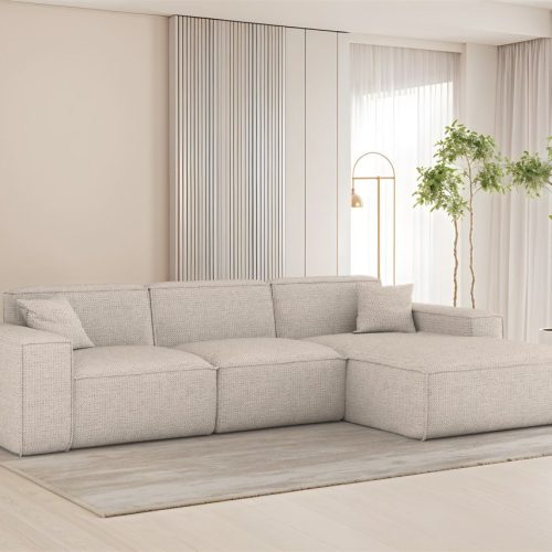 Ecksofa Designersofa Celes Premium In Stoff Artico Creme Ottomane Rechts