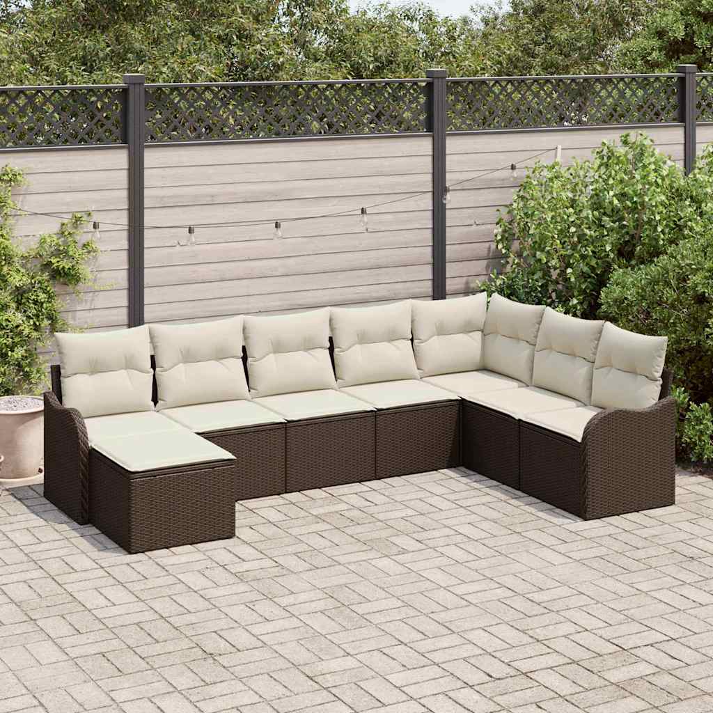 Vidaxl - Garten-sofa-set Mit Kissen 8 Pcs Braun Und Weiß Poly Rattan Vidaxl - Garten-sofa-set Mit Kissen 8 Pcs Braun Und Weiß Poly Rattan