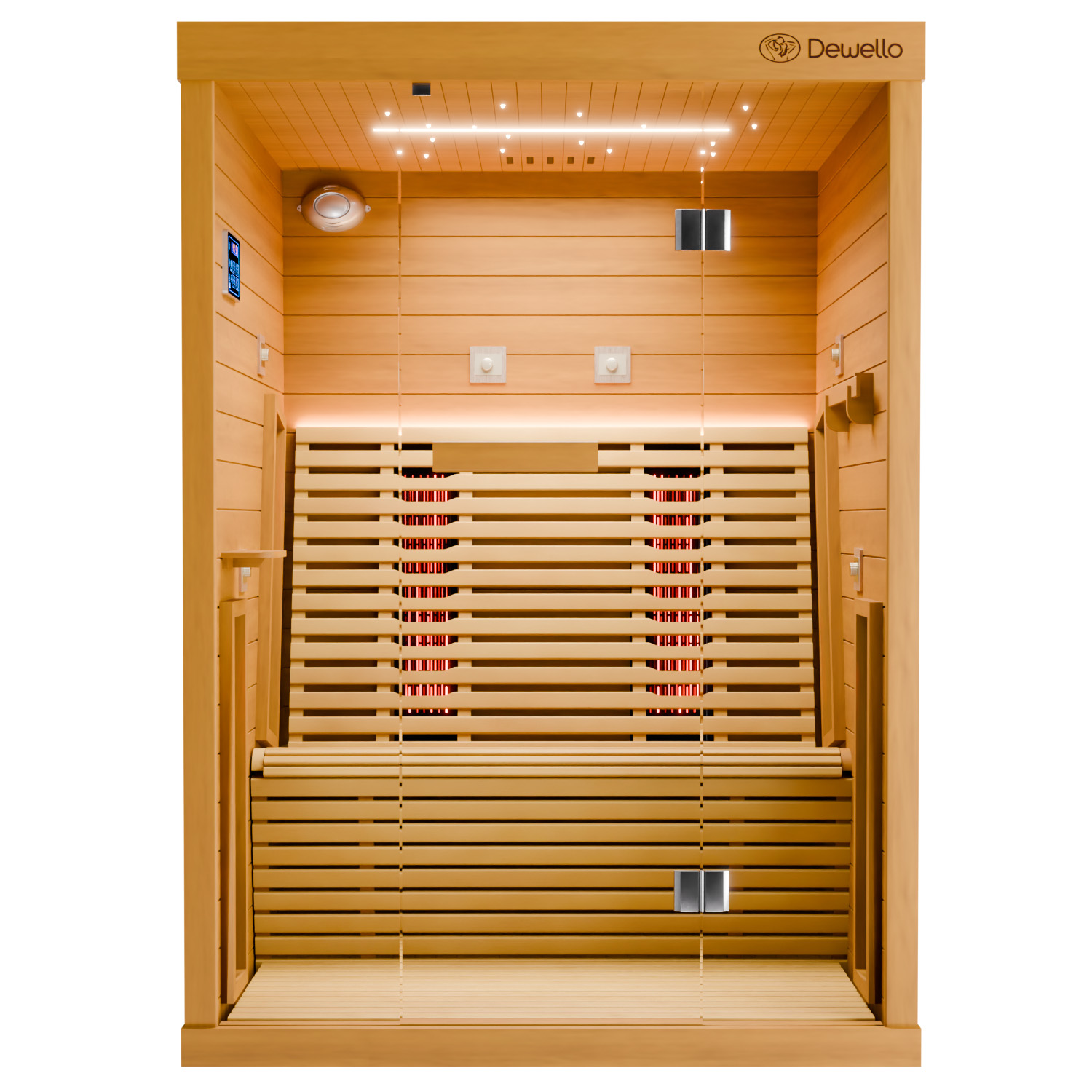 Dewello Infrarotkabine Infrarotsauna PALERMO 135x120 Hemlock inkl. Vollspektrumstrahler, Bodenstrahler Dewello Infrarotkabine Infrarotsauna PALERMO 135x120 Hemlock inkl. Vollspektrumstrahler, Bodenstrahler