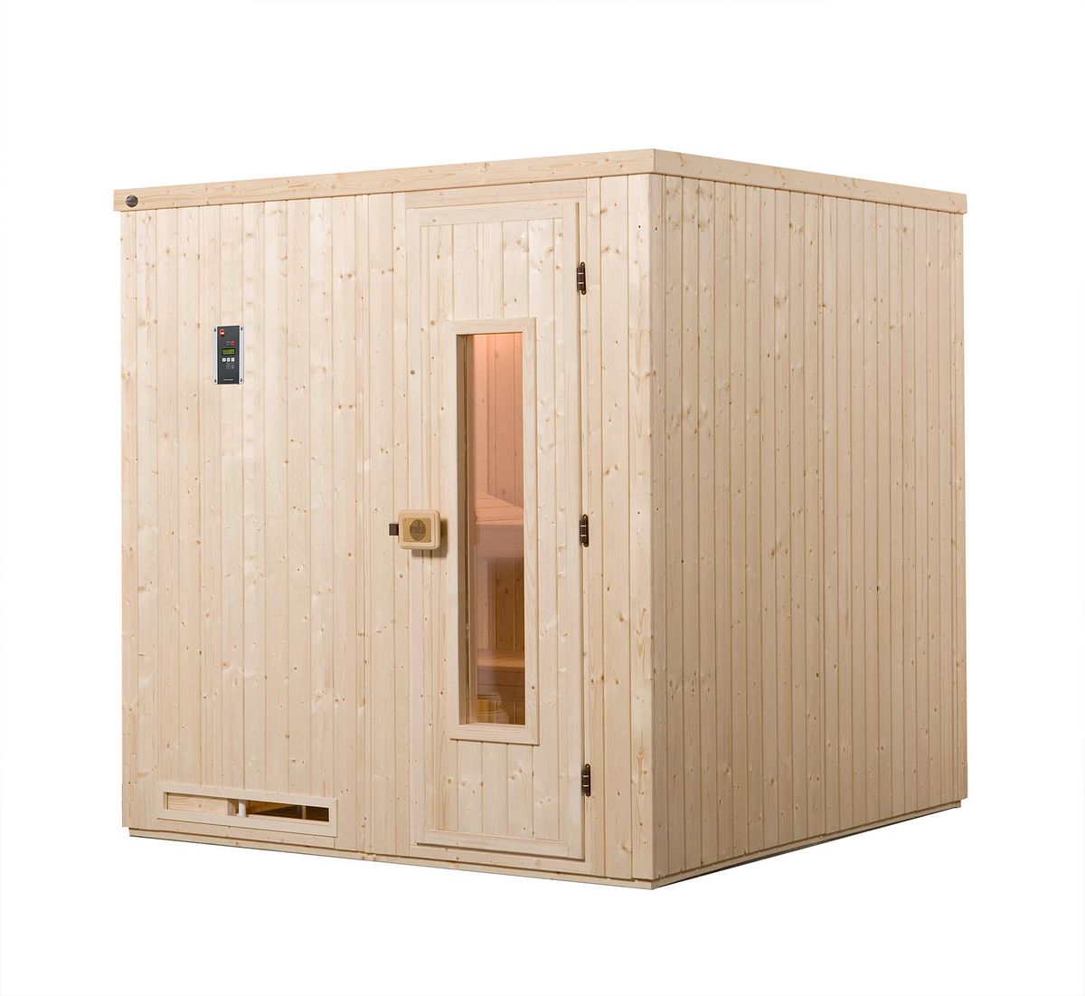 Weka Sauna Halmstad 2 mit Holztür und Fronteinstieg – 68 mm 7,5 kW Bio-Kombiofen BioS inkl. Steuerung