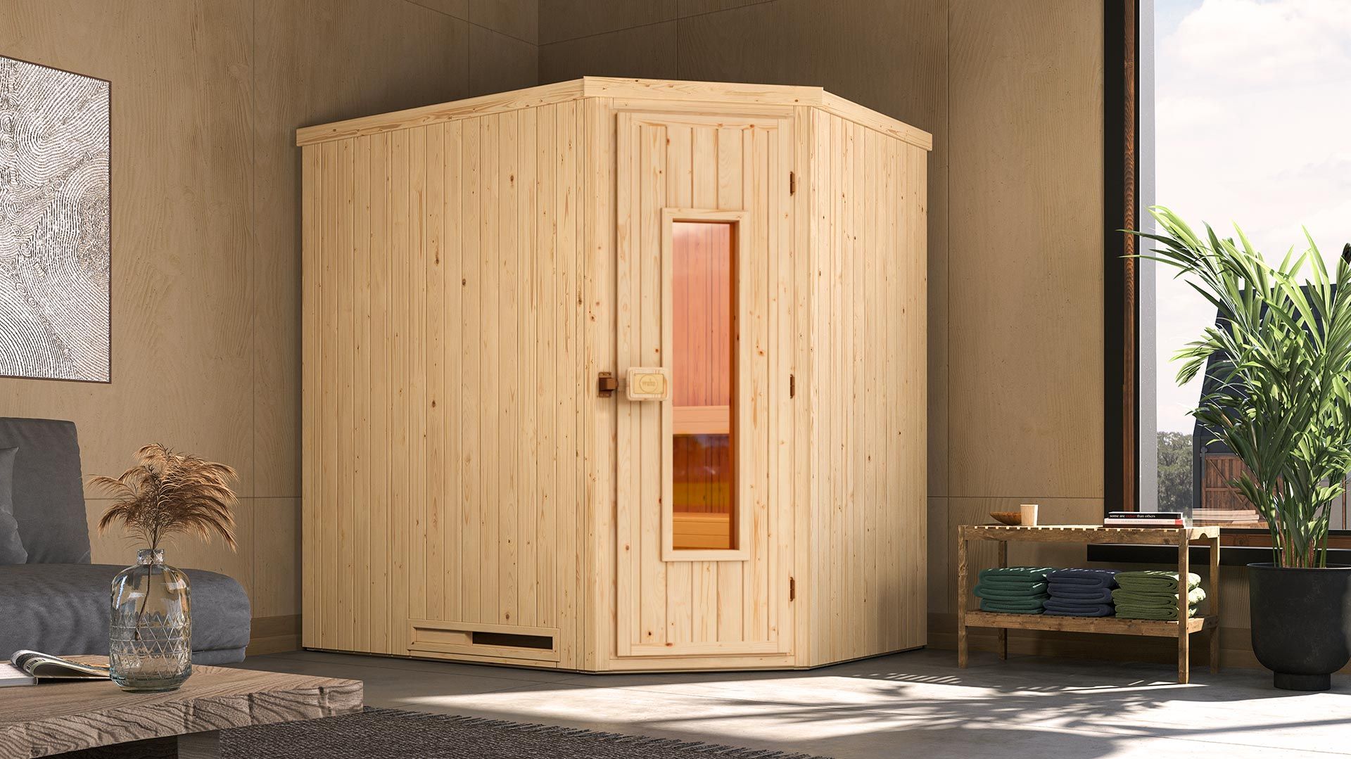 Weka Sauna Varberg 1 / 7,5 kW Saunaofen OS inkl. Steuerung Ganzglastür und Fensterelement
