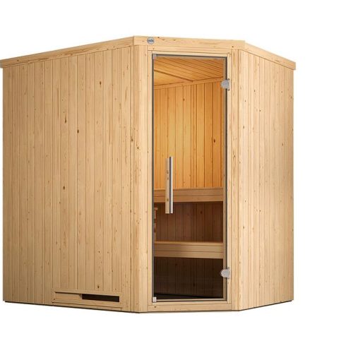 Weka Sauna Varberg 1 – Elementsauna Eckeinstieg -Ohne Ofen-Exklusiv Ganzglastür)