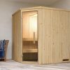 Weka Elementsauna Varberg 2 mit Eckeinstieg-Ganzglastür 7,5 kW Saunaofen OS inkl. Steuerung