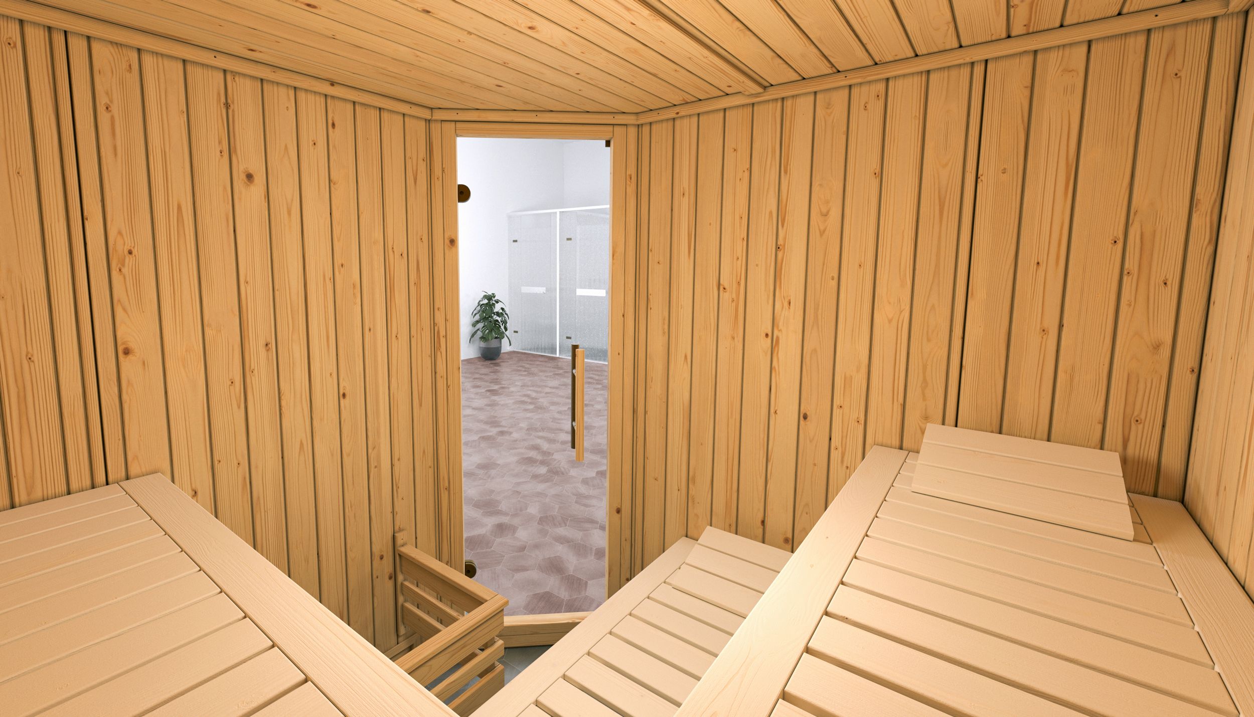 Weka Sauna Varberg 3 / ohne Ofen Massivholztür u. Glaseinsatz