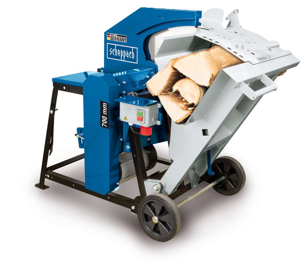 Wippsäge KW7 Scheppach – 400V 7500W | 700mm HW-Sägeblatt | 250-1500mm Schnittlänge | Schnitt-Ø 260mm | Keilriemenantrieb