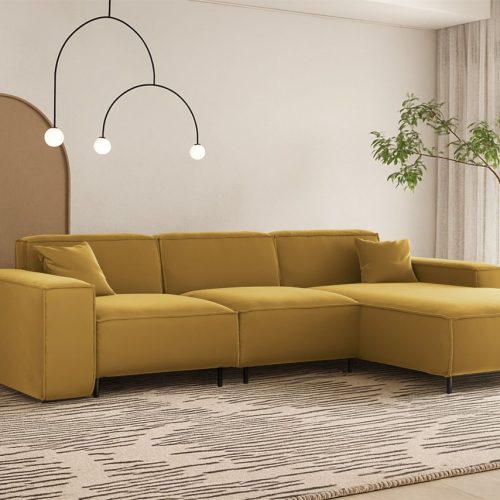 Ecksofa Designersofa Gloria In Stoff Tiffani Honiggelb Ottomane Rechts