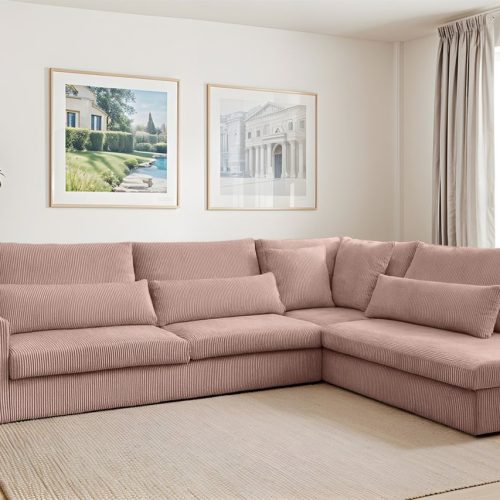 Ecksofa Designersofa Thora In Stoff Poso Altrosa Ottomane Rechts