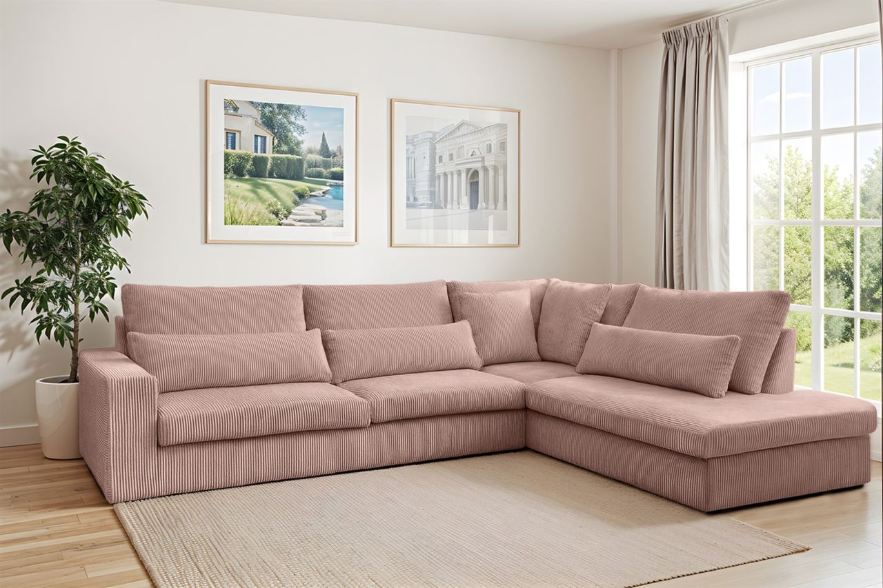 Ecksofa Designersofa Thora In Stoff Poso Altrosa Ottomane Rechts