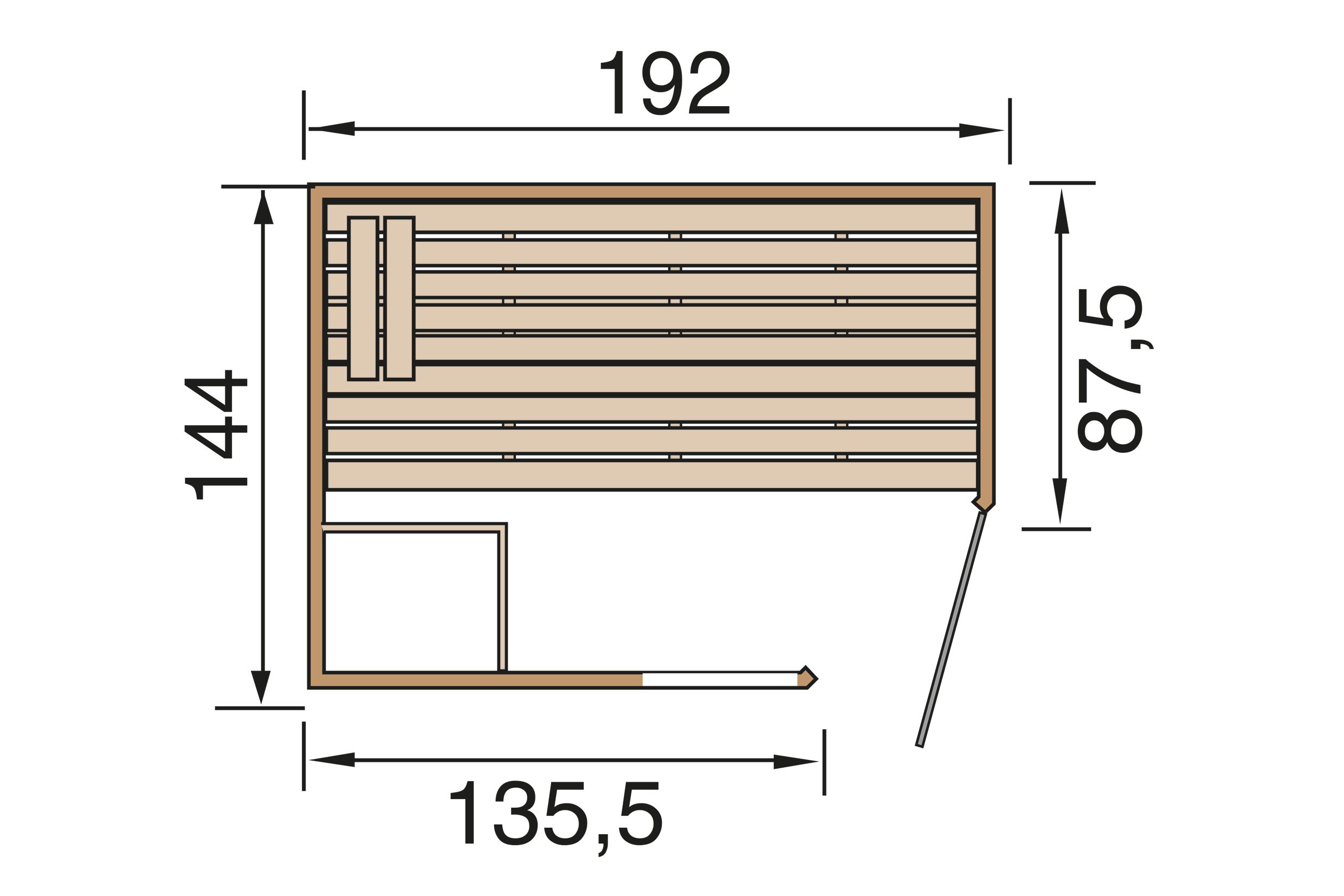 Weka Massivholz-Elementsauna Laukkala 2 mit Glastüre+Fenster - 38 mm mit Eckeinstieg 7,5 kW Bio-Kombiofen BioS inkl. Steuerung Ohne Ofen - Gallery 7 Weka Massivholz-Elementsauna Laukkala 2 mit Glastüre+Fenster - 38 mm mit Eckeinstieg 7,5 kW Bio-Kombiofen BioS inkl. Steuerung Ohne Ofen