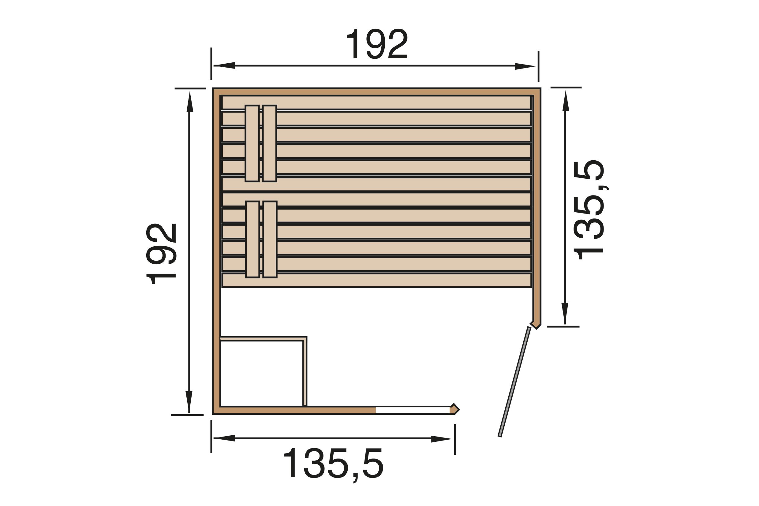 Weka Massivholz-Elementsauna Laukkala 3 mit Glastür+Fenster - 38 mm mit Eckeinstieg 9 kW Kompaktofen mit integrierter Steuerung - Gallery 6 Weka Massivholz-Elementsauna Laukkala 3 mit Glastür+Fenster - 38 mm mit Eckeinstieg 9 kW Kompaktofen mit integrierter Steuerung