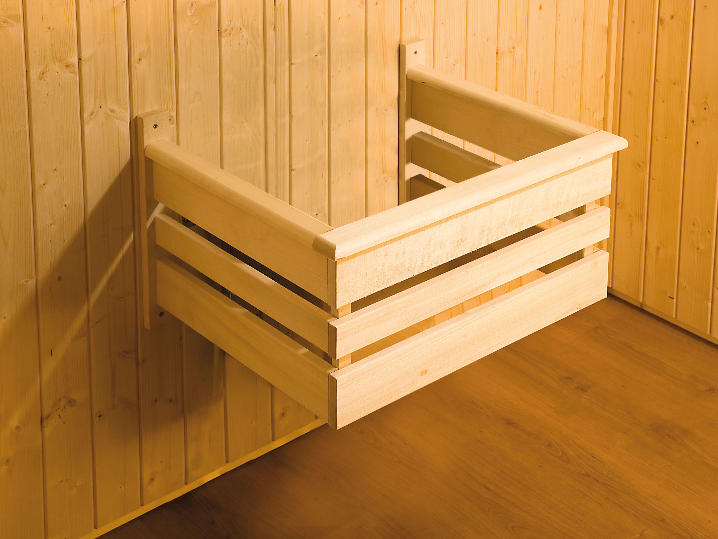 Weka Premium Massivholz-Elementsauna Kemi 5 mit Glastür - 45 mm 7,5 kW Saunaofen OS inkl. Steuerung
