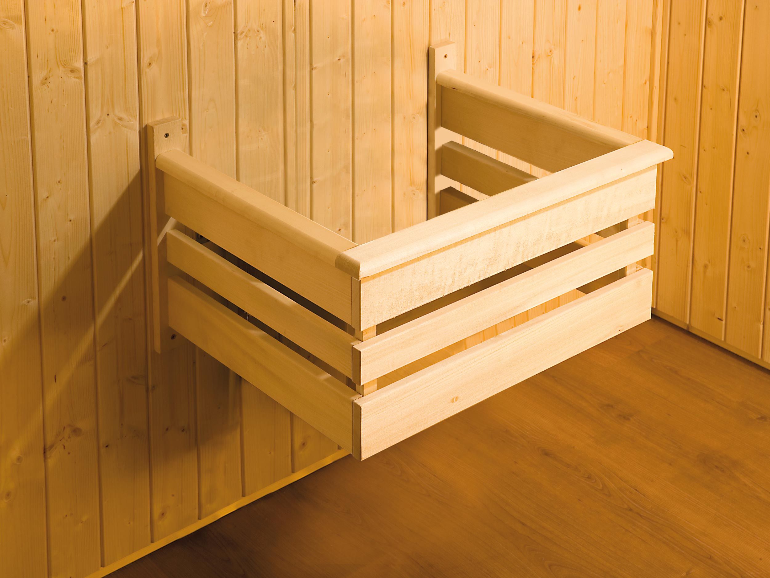 Weka Premium Massivholzsauna Bergen 1 - 45 mm Massivholztür u. Glaseinsatz 7,5 kW Bio-Kombiofen BioS inkl. Steuerung