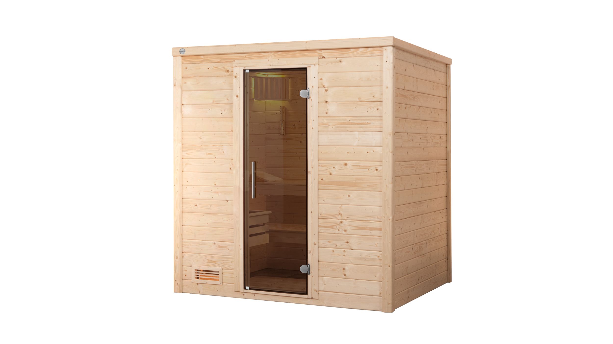 Weka Premium Massivholzsauna Bergen 1 - 45 mm Massivholztür u. Glaseinsatz 7,5 kW Bio-Kombiofen BioS inkl. Steuerung