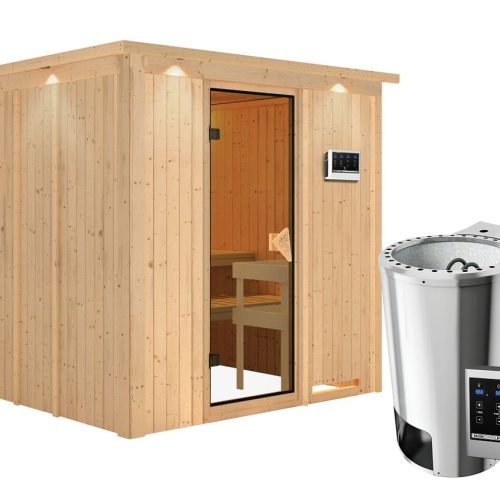 Karibu Sauna Daria-3,6kW230V Bioofen-Steuerg.-Inkl. Dachkranz