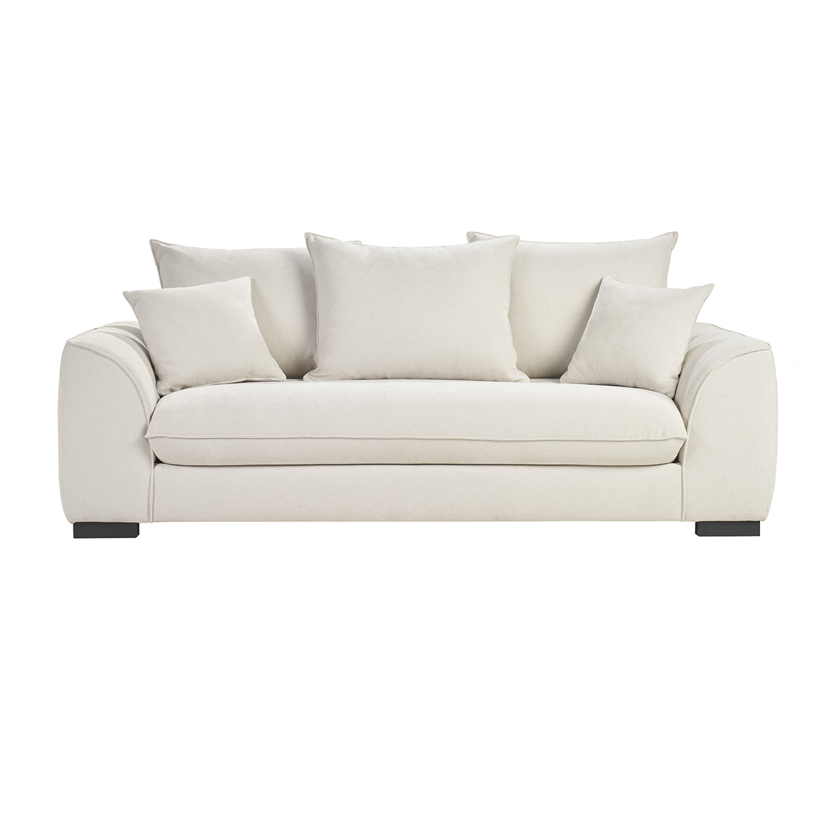 Schlafsofa Mit 3 Sitzen In Beige Samtoptik Mit 12 Cm Matratze Armand Schlafsofa Mit 3 Sitzen In Beige Samtoptik Mit 12 Cm Matratze Armand