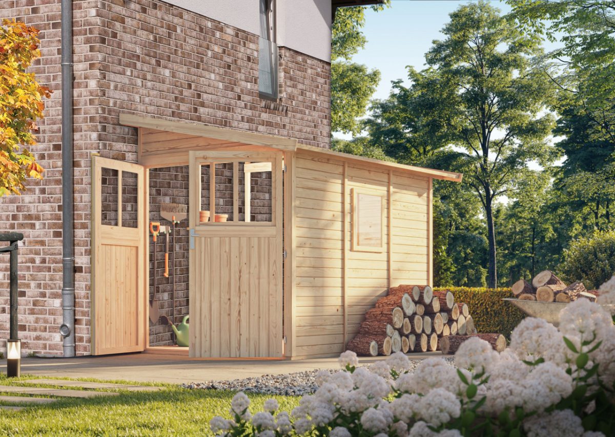 Gartenhaus Holz WANDLITZ 3 181 x 268 m 19 mm Anlehnschuppen Naturbelassen