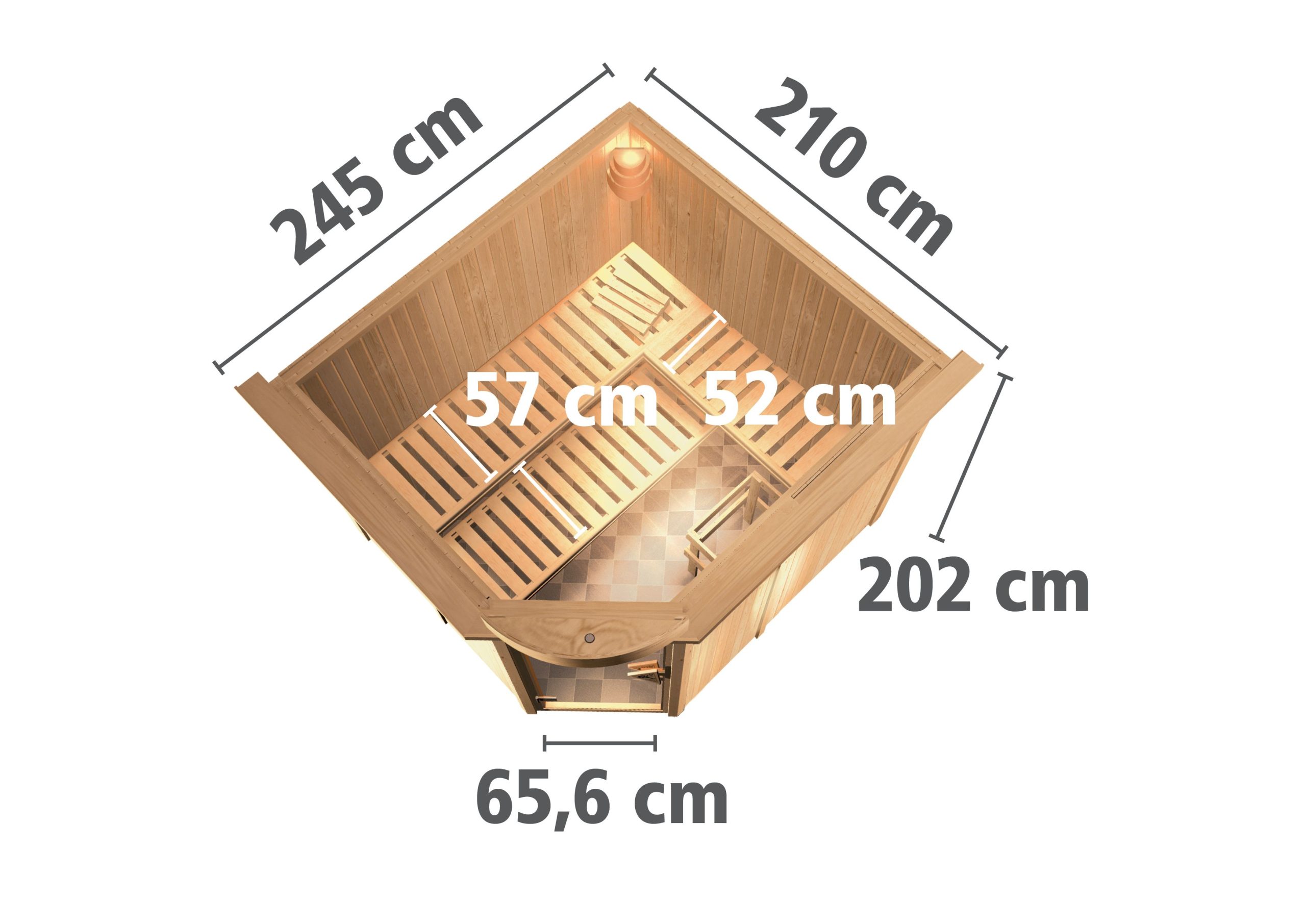 Karibu Sauna Fiona 3-9 kW Ofen-Steuerung-Inkl. Dachkranz
