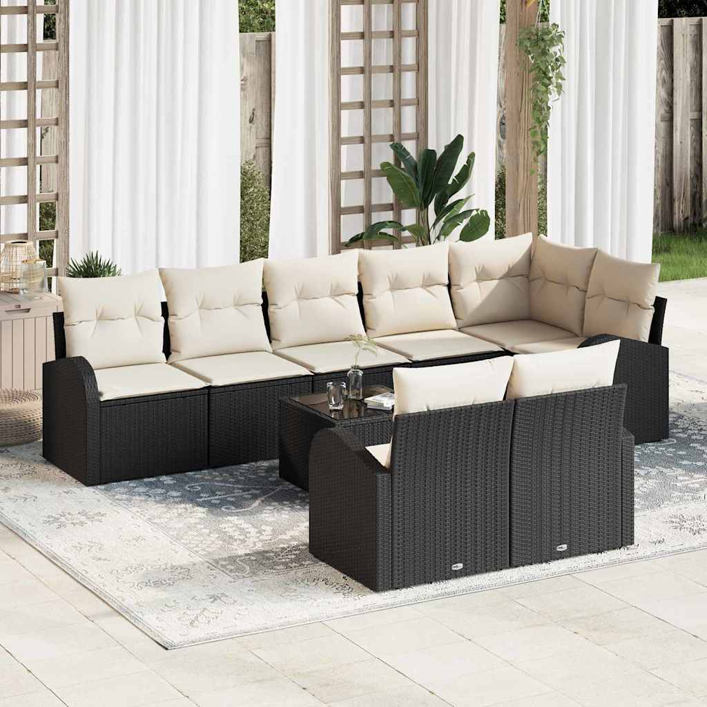 Vidaxl - Garten-sofa-set Mit Kissen 9 Pcs Schwarz, Weiß Poly Rattan Vidaxl - Garten-sofa-set Mit Kissen 9 Pcs Schwarz, Weiß Poly Rattan