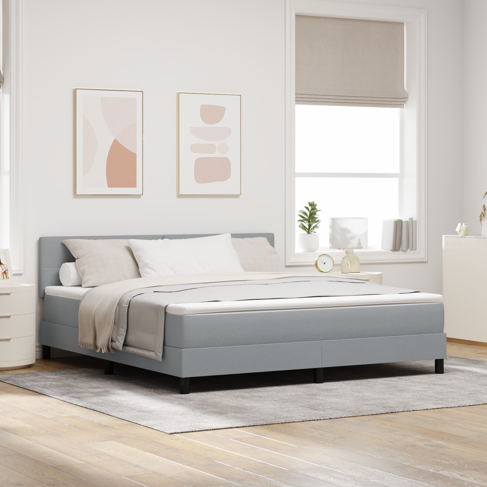 Boxspringbett Mit Matratze Hellgrau 180 X 200 Cm Stoff Vidaxl Boxspringbett Mit Matratze Hellgrau 180 X 200 Cm Stoff Vidaxl