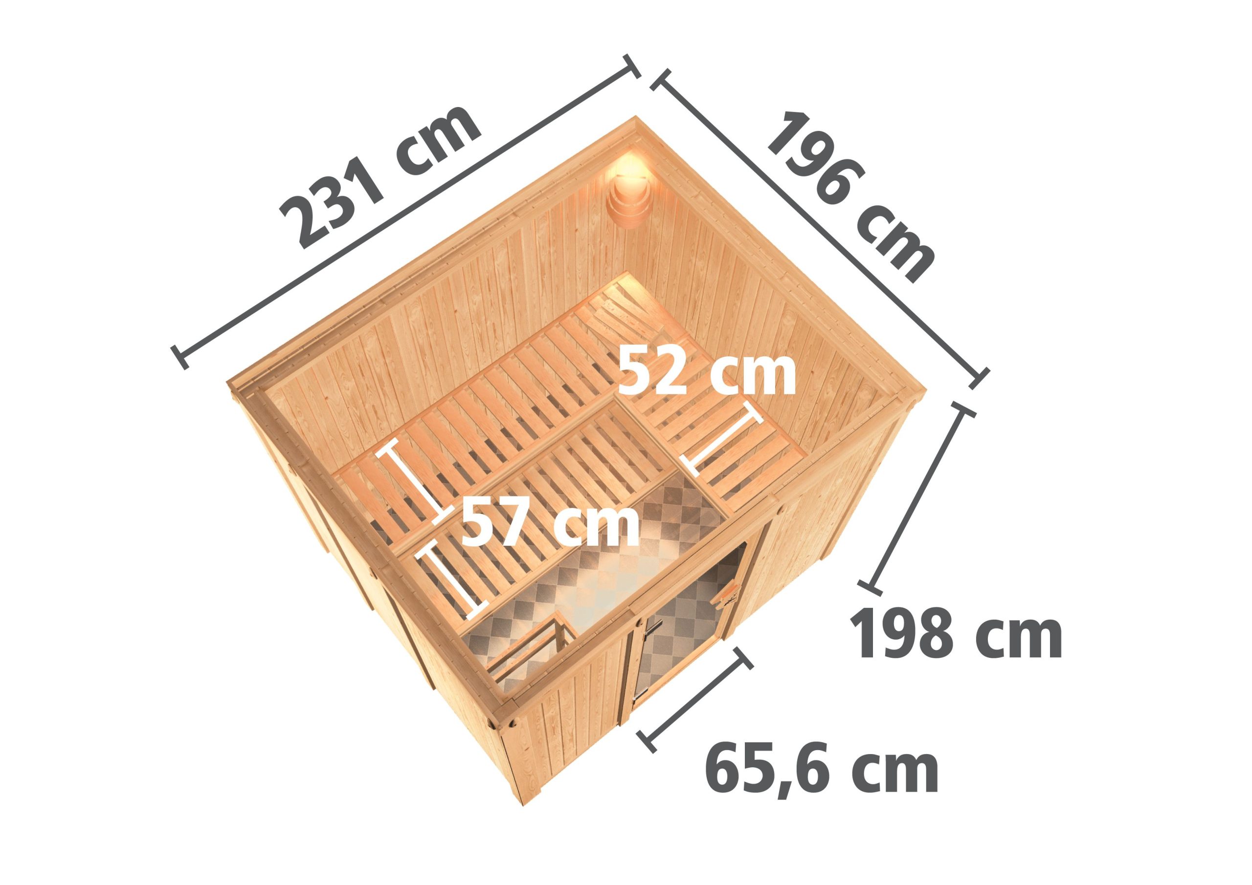 Karibu Sauna Gobin mit Fronteinstieg 68 mm-9 kW Bio-Kombiofen inkl. Steuergerät-ohne Dachkranz-Ganzglastür in Graphit-Optik - Gallery 3 Karibu Sauna Gobin mit Fronteinstieg 68 mm-9 kW Bio-Kombiofen inkl. Steuergerät-ohne Dachkranz-Ganzglastür in Graphit-Optik