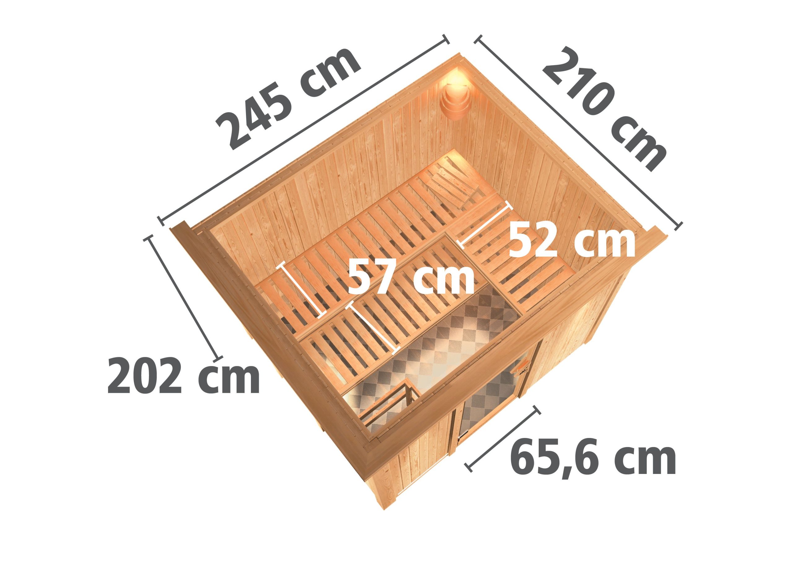 Karibu Sauna Gobin mit Fronteinstieg 68 mm-9 kW Bio-Kombiofen inkl. Steuergerät-ohne Dachkranz-Ganzglastür in Graphit-Optik - Gallery 4 Karibu Sauna Gobin mit Fronteinstieg 68 mm-9 kW Bio-Kombiofen inkl. Steuergerät-ohne Dachkranz-Ganzglastür in Graphit-Optik