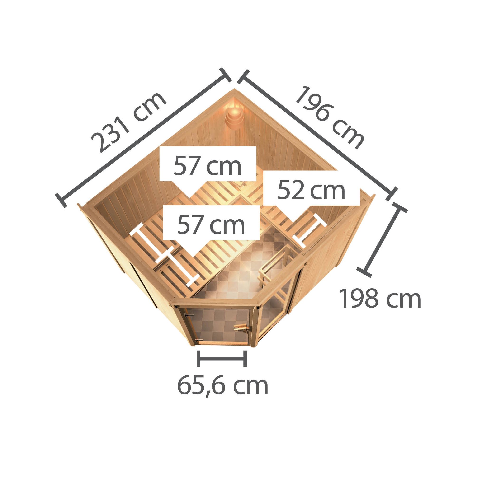 Karibu Sauna Fiona 3-9 kW Ofen-Steuerung-Inkl. Dachkranz