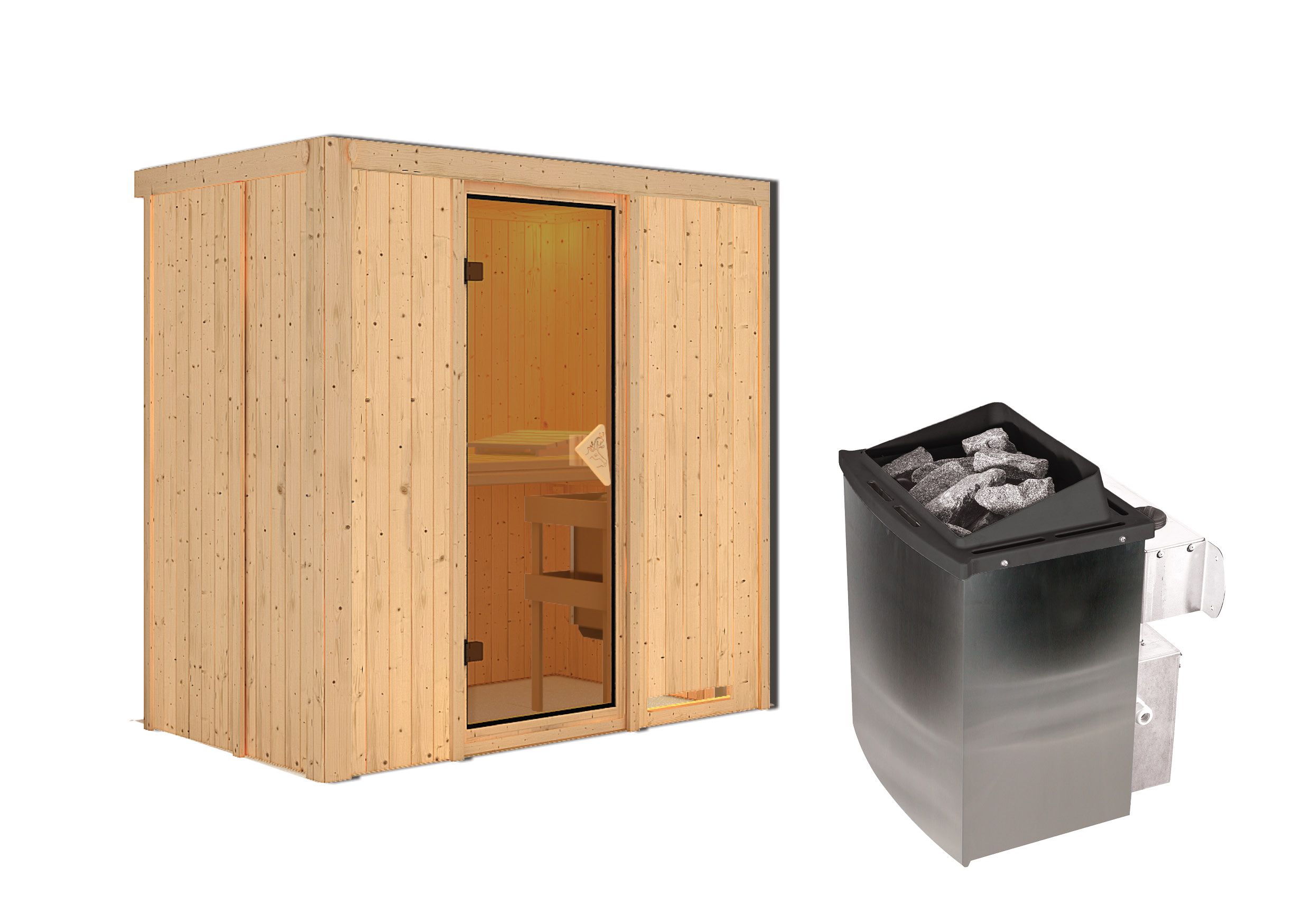 Karibu Sauna Variado - 68 mm-9 kW Ofen integr. Steuerung