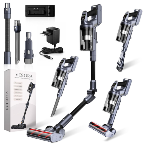 Vesora® Stabstaubsauger V2 kabellos ohne Beutel – Kabelloser Staubsauger – Kabelloser Handstaubsauger – Vacuum Cleaner – Handstaubsauger – Stabstaubsauger mit HEPA-Filter – Staubsauger für Haustiere – Beutelloser Staubsauger