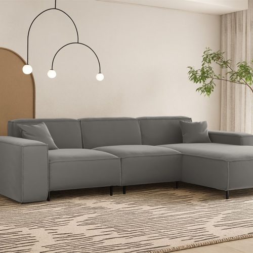 Ecksofa Designersofa Gloria In Stoff Tiffani Grau Ottomane Rechts