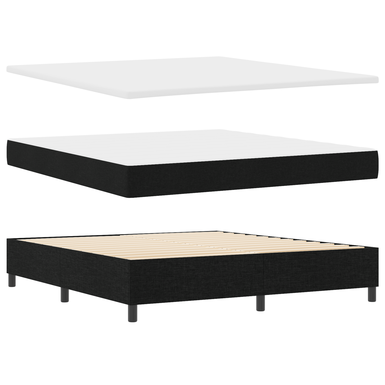 Boxspringbett Mit Matratze & Bank Schwarz 180x200 Cm Stoff Vidaxl