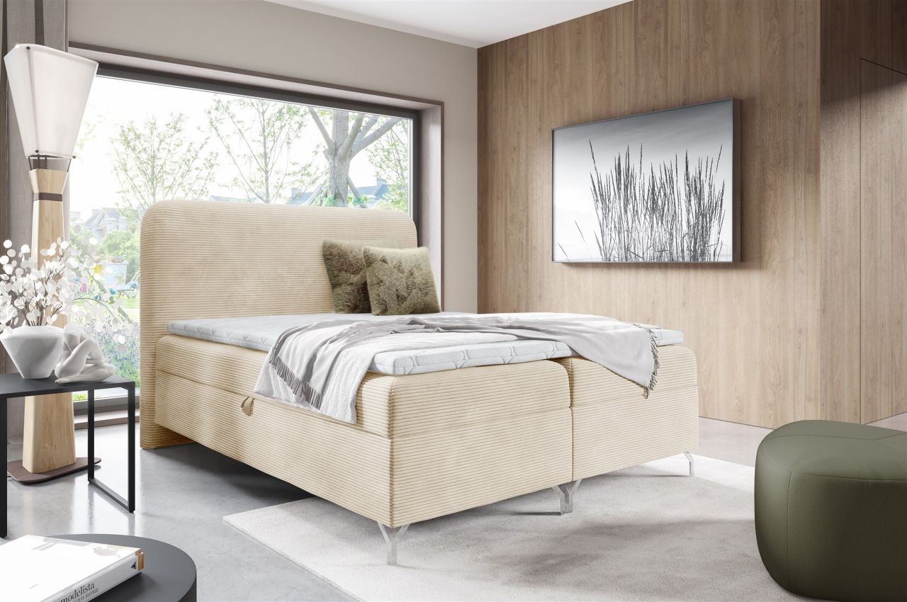 Boxspringbett Schlafzimmerbett Emilio Premium 140x220cm Stoff Poso Creme Boxspringbett Schlafzimmerbett Emilio Premium 140x220cm Stoff Poso Creme