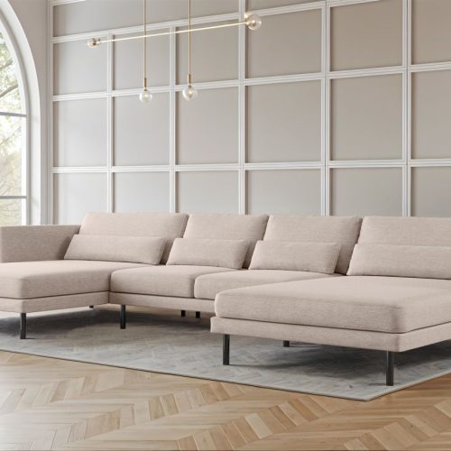Wohnlandschaft U-form Sofa Agada In Stoff Verita Beige