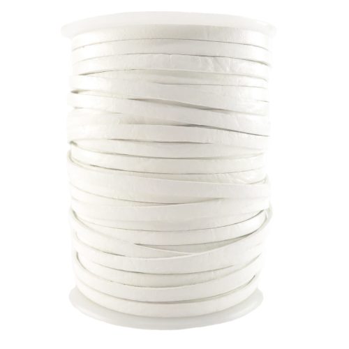 Lederband Flach 5 mm x 2 mm - Weiß Lederband Flach 5 mm x 2 mm - Weiß