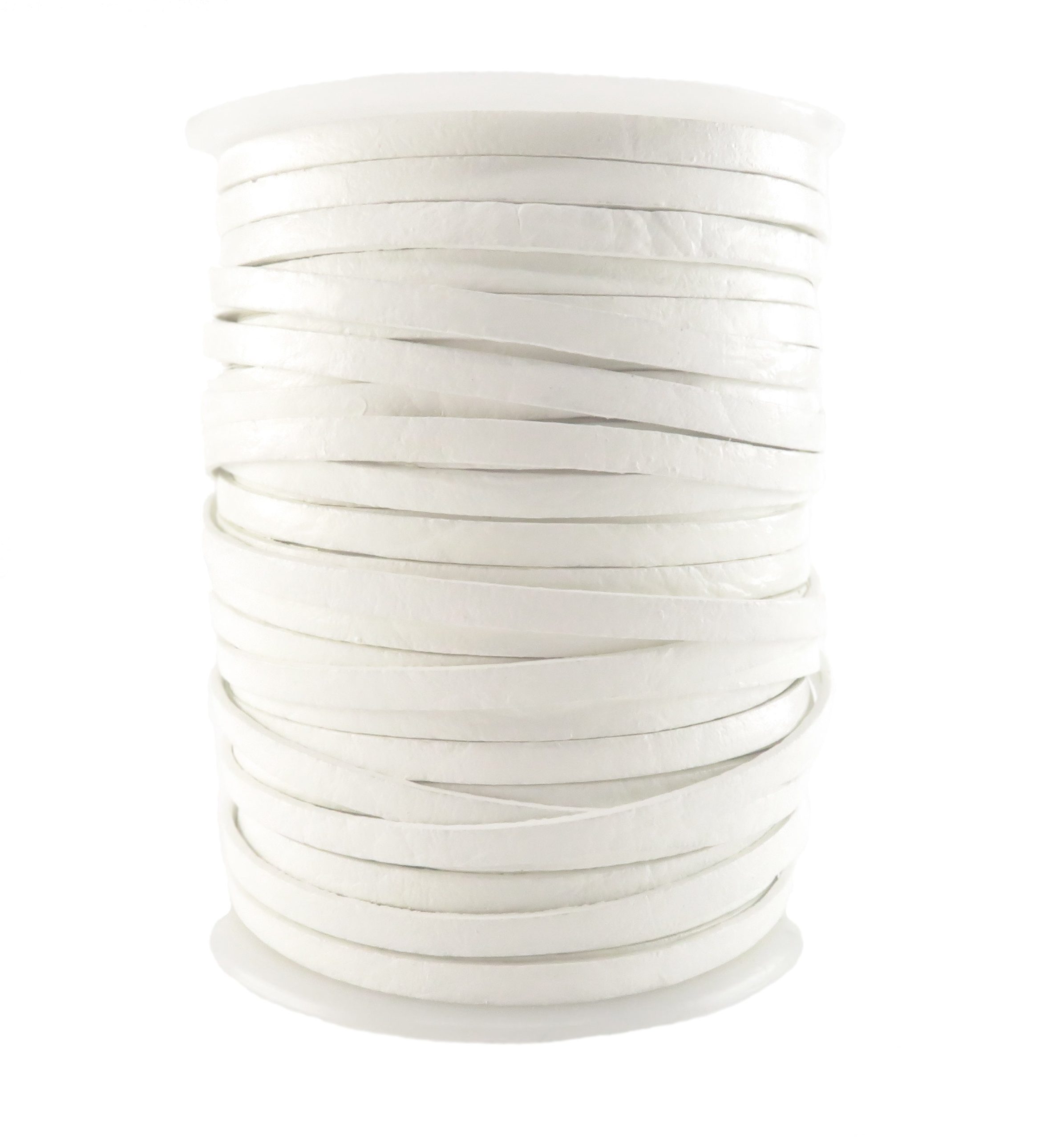 Lederband Flach 5 mm x 2 mm - Weiß