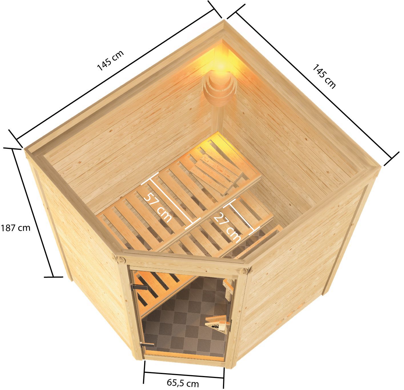 Karibu Woodfeeling Sauna Antonia - 38 mm Bronzierte Ganzglastür Inkl. Dachkranz 3,6 kW Plug&Play Bio-Kombiofen inkl. Steuergerät - Gallery 3 Karibu Woodfeeling Sauna Antonia - 38 mm Bronzierte Ganzglastür Inkl. Dachkranz 3,6 kW Plug&Play Bio-Kombiofen inkl. Steuergerät