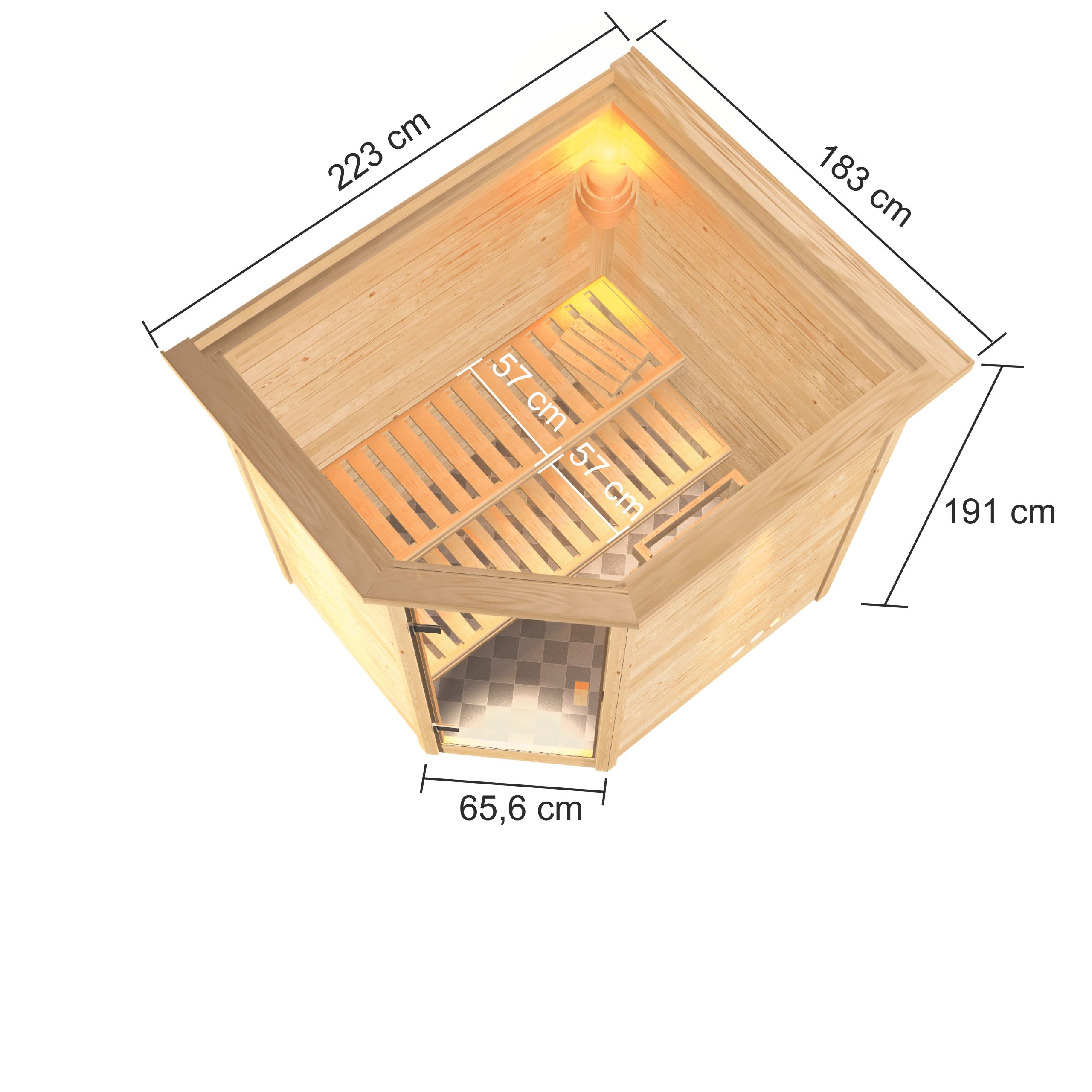 Karibu Woodfeeling Sauna Elea - 38 mm Bronzierte Ganzglastür Ohne Dachkranz 9 kW Bio-Kombiofen inkl. Steuergerät - Gallery 4 Karibu Woodfeeling Sauna Elea - 38 mm Bronzierte Ganzglastür Ohne Dachkranz 9 kW Bio-Kombiofen inkl. Steuergerät