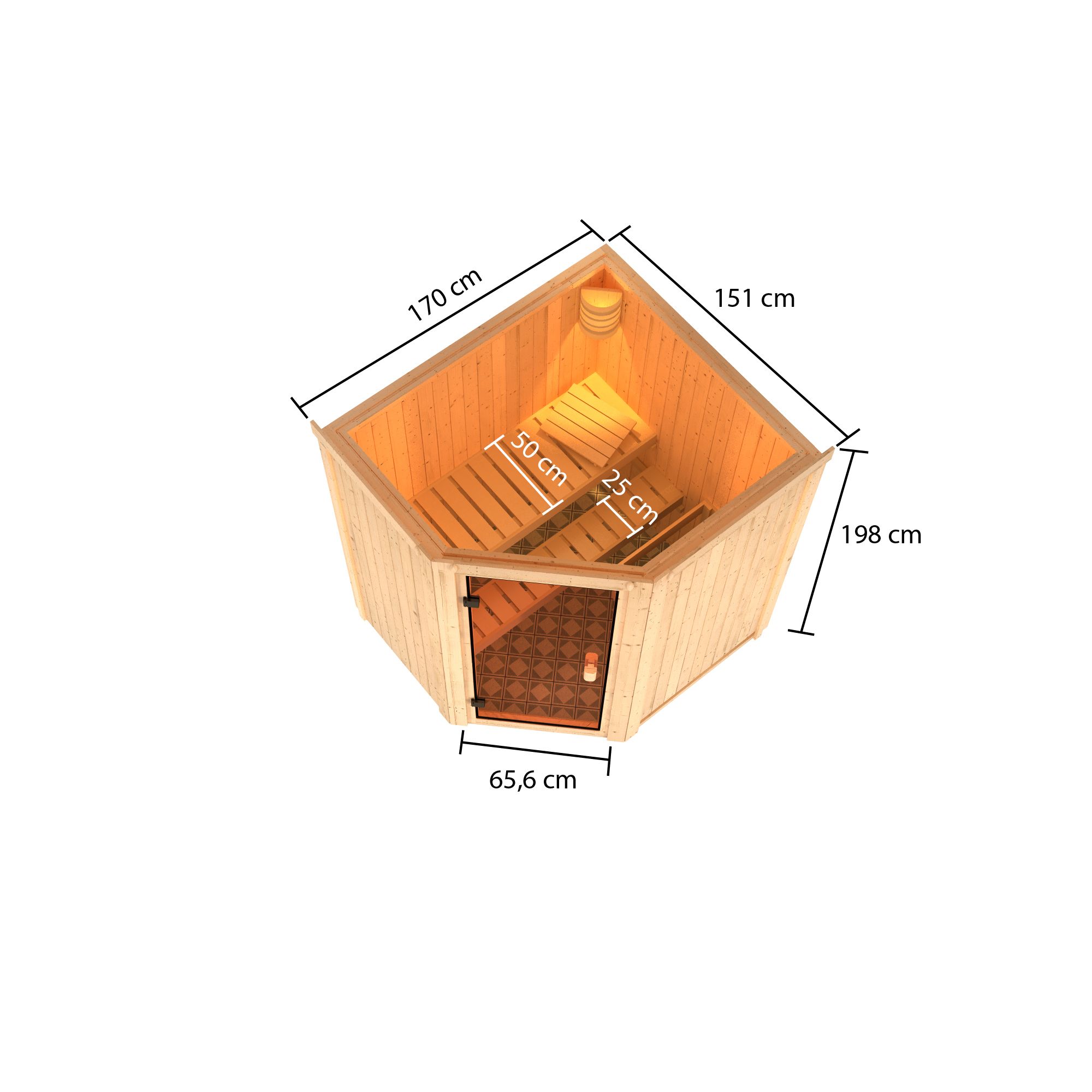 Karibu Woodfeeling Sauna Faurin - 68 mm Aktionssauna Bronzierte Ganzglastür Ohne Dachkranz 9 kW Ofen integr. Steuerung - Gallery 3 Karibu Woodfeeling Sauna Faurin - 68 mm Aktionssauna Bronzierte Ganzglastür Ohne Dachkranz 9 kW Ofen integr. Steuerung