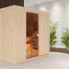 Karibu Woodfeeling Sauna Tromsö - 68 mm Aktionssauna Bronzierte Ganzglastür Ohne Dachkranz Ohne Ofen - Gallery 2 Karibu Woodfeeling Sauna Tromsö - 68 mm Aktionssauna Bronzierte Ganzglastür Ohne Dachkranz Ohne Ofen
