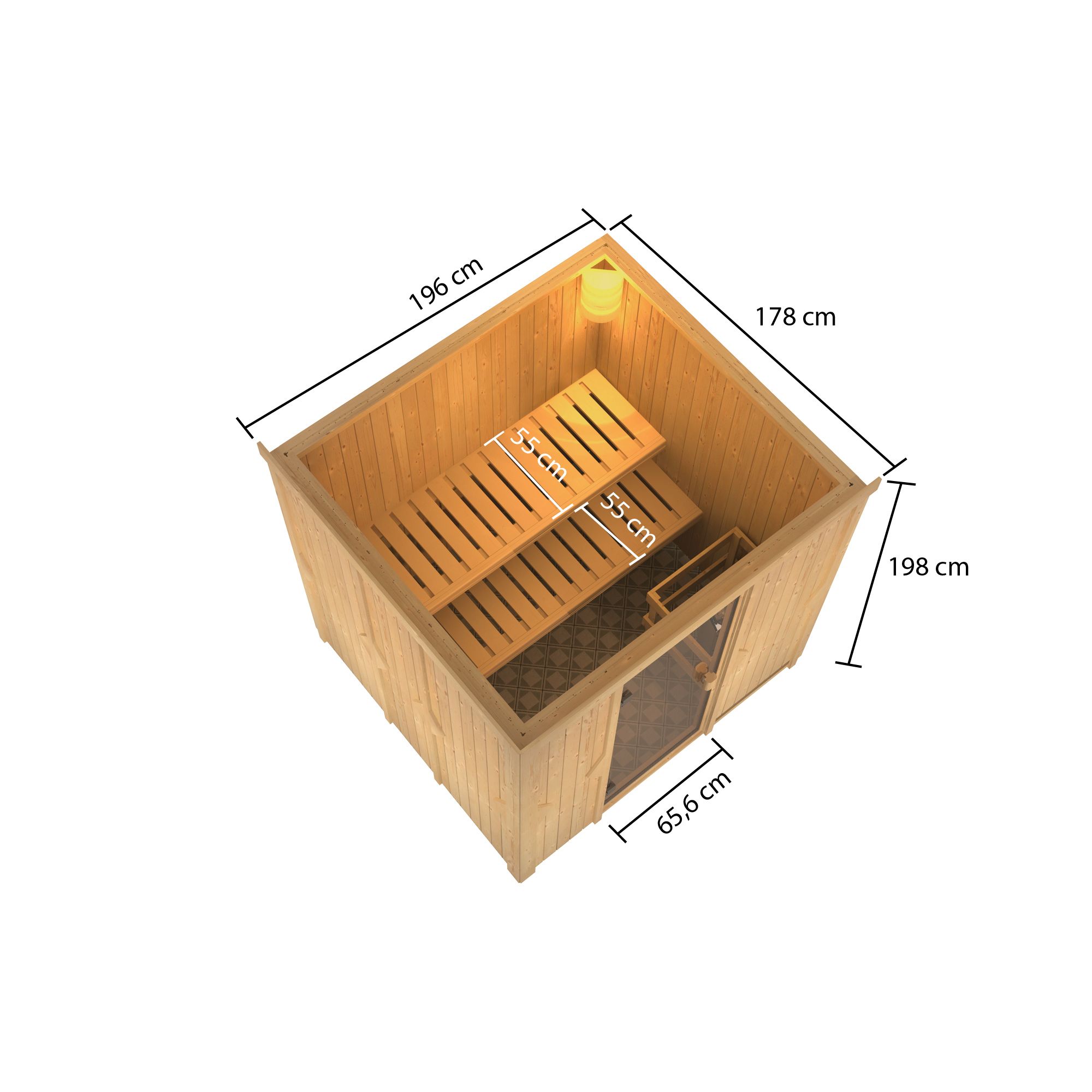 Karibu Woodfeeling Sauna Tromsö - 68 mm Aktionssauna Bronzierte Ganzglastür Ohne Dachkranz Ohne Ofen - Gallery 3 Karibu Woodfeeling Sauna Tromsö - 68 mm Aktionssauna Bronzierte Ganzglastür Ohne Dachkranz Ohne Ofen