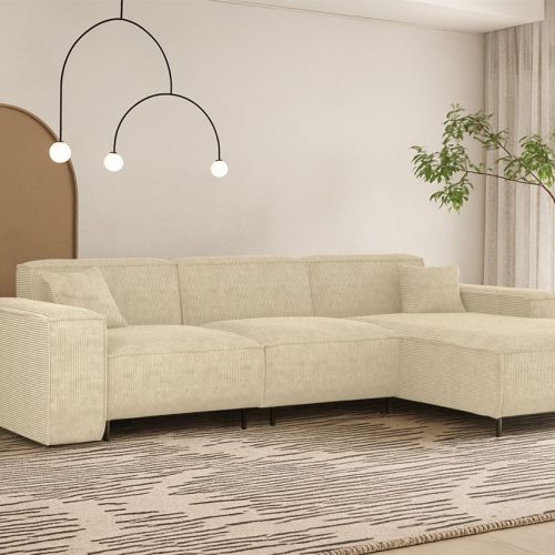 Ecksofa Designersofa Gloria In Stoff Scala Creme Ottomane Rechts