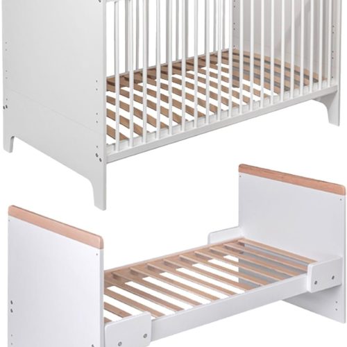 Best For Kids 2-in-1 Gitterbett Timo 70x140 cm – Umbaubar zum Juniorbett, Kinderbett & Babybett inkl. Matratze, Weiß