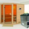 Massivholzsauna SINAI 236 x 184 m 38 mm 9.0 kW Ofen inkl. Steuergerät ohne Dachkranz Massivholzsauna SINAI 236 x 184 m 38 mm 9.0 kW Ofen inkl. Steuergerät ohne Dachkranz